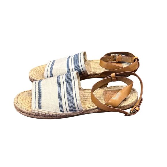 Tory Burch Awning Stripe Canvas Espadrille Sandal Size 7 - Picture 2 of 8